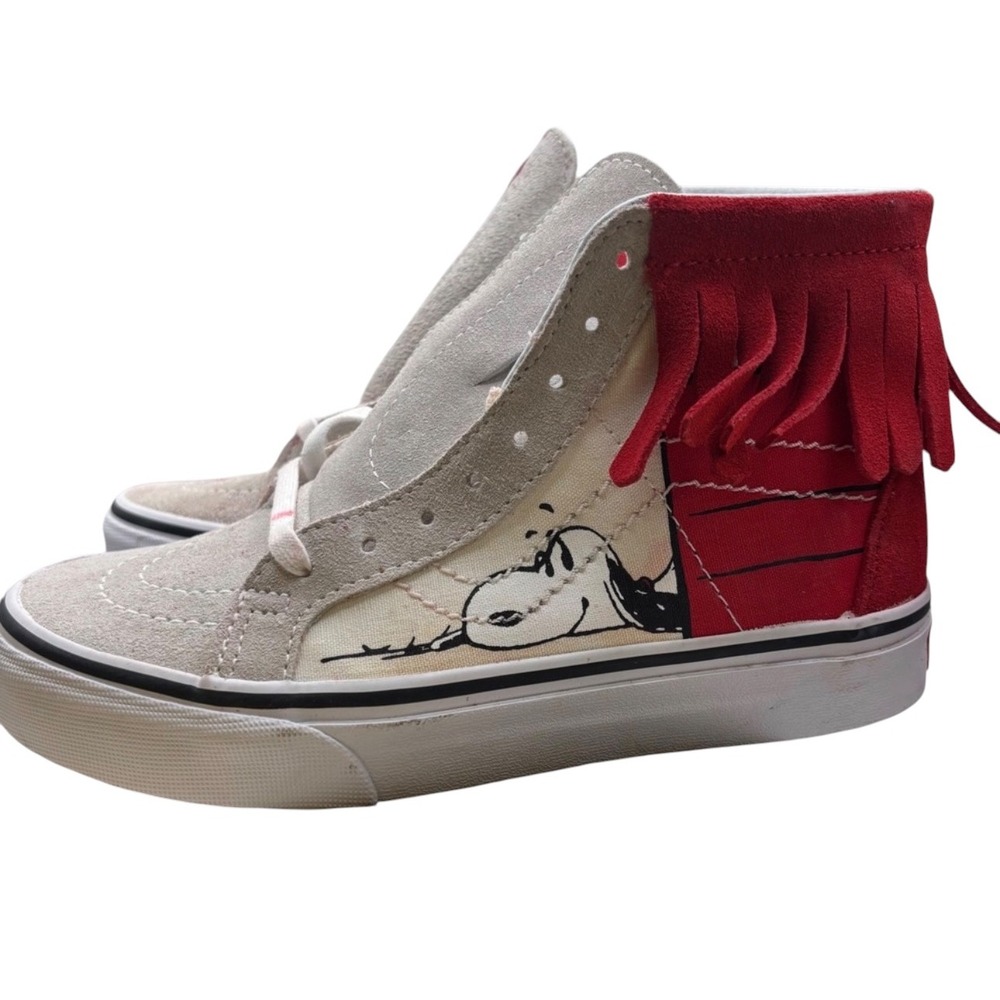 Vans x Peanuts Snoopy Sk8-Hi Moc Red Fringe‎ Sneakers Women 5.5 Men 4 721356 - Picture 2 of 11